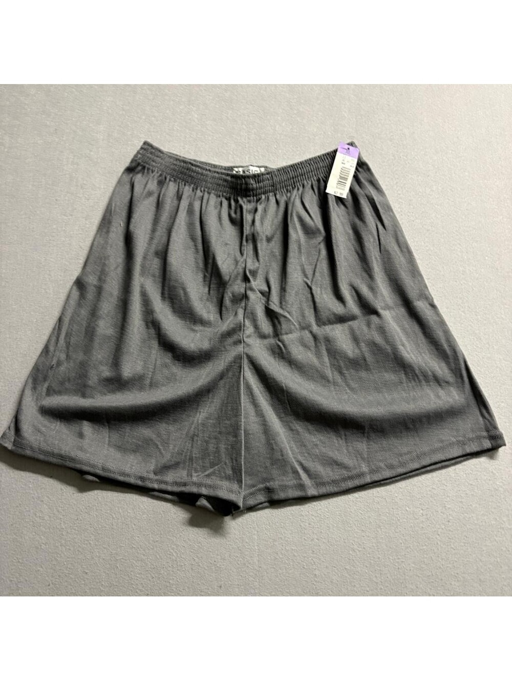 Vintage Basic Editions Gray Knit Shorts Mens XL Elastic Waist Made in USA New